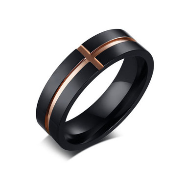 TITANIUM STEEL RING-GOLDEN CROSS